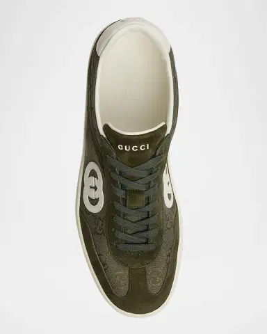 Gucci Men's G75 Canvas and Suede T-Toe Low-Top Sneakers | Thumbnail 5