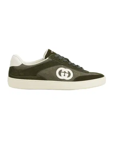 Gucci Men's G75 Canvas and Suede T-Toe Low-Top Sneakers | Thumbnail 1