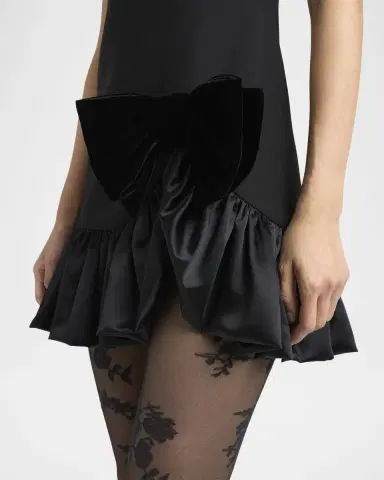 Valentino Garavani Velvet Bow Ruffle Short-Sleeve Mini Dress | Thumbnail 5 Valentino Garavani Velvet Bow Ruffle Short-Sleeve Mini Dress | Thumbnail 5