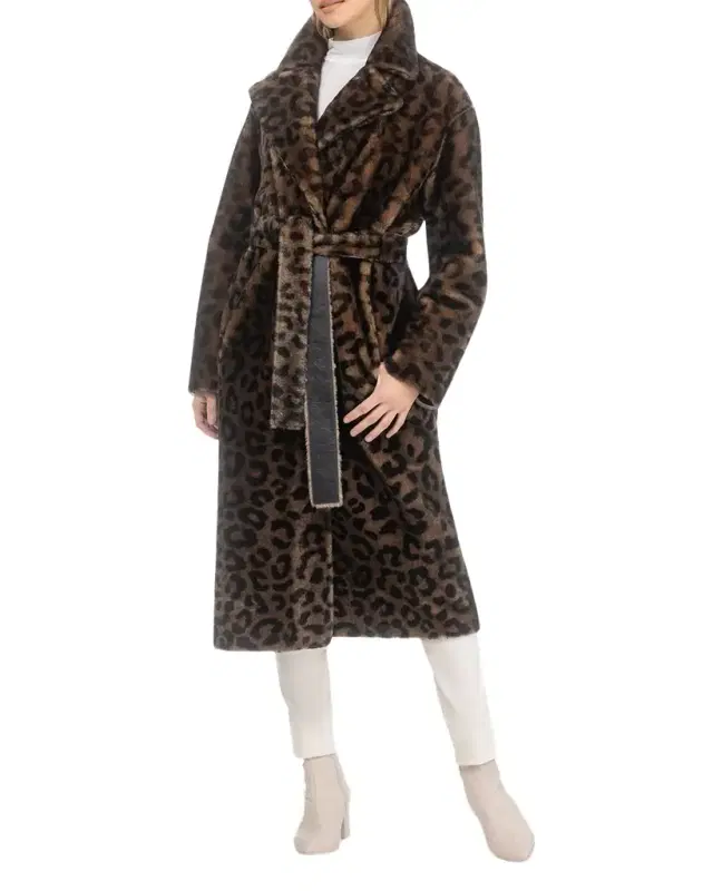 Gorski Reversible Leopard-Print Shearling Lamb Stroller With Belt