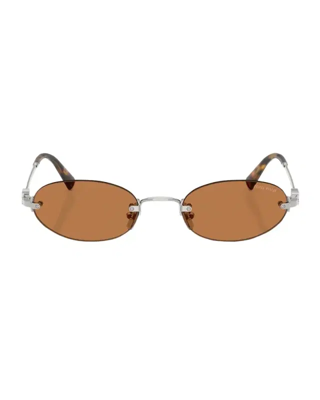 Miu Miu Rimless Metal Oval Sunglasses