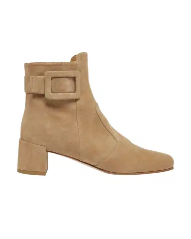 Roger Vivier Tres Vivier Suede Buckle Ankle Booties | Thumbnail 1 Roger Vivier Tres Vivier Suede Buckle Ankle Booties | Thumbnail 1