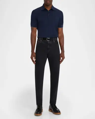 Brunello Cucinelli Men's Cotton Knit Polo Shirt | Thumbnail 2