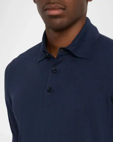 Brunello Cucinelli Men's Cotton Knit Polo Shirt | Thumbnail 5