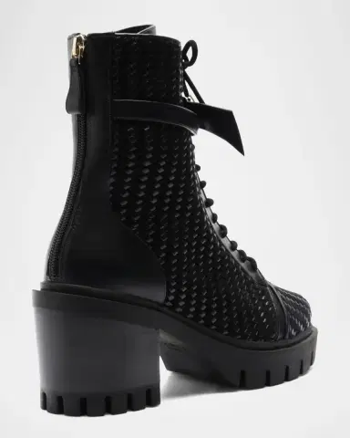 Alexandre Birman Tresse Leather Combat Booties | Thumbnail 3 Alexandre Birman Tresse Leather Combat Booties | Thumbnail 3