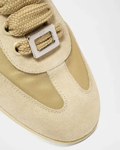 Roger Vivier Viv Low-Top Canvas and Suede Sneakers | Thumbnail 3