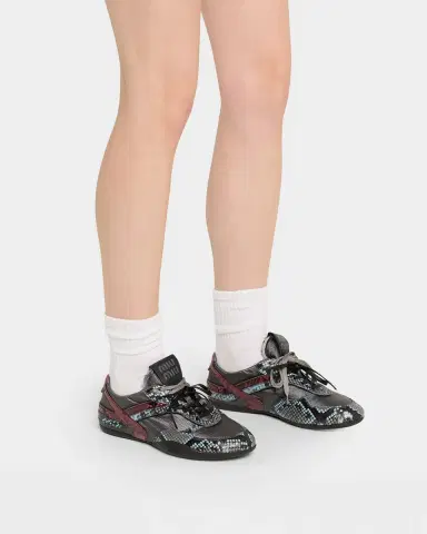 Miu Miu Gymnasium Technical Fabric and Python Low-Top Sneakers | Thumbnail 2
