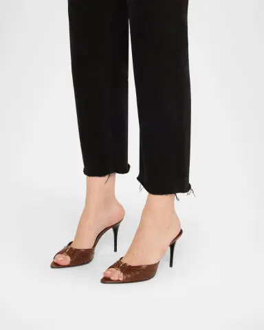 Saint Laurent Babylone YSL Ruched Leather Mule Sandals | Thumbnail 2 Saint Laurent Babylone YSL Ruched Leather Mule Sandals | Thumbnail 2