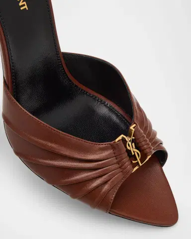 Saint Laurent Babylone YSL Ruched Leather Mule Sandals | Thumbnail 5 Saint Laurent Babylone YSL Ruched Leather Mule Sandals | Thumbnail 5