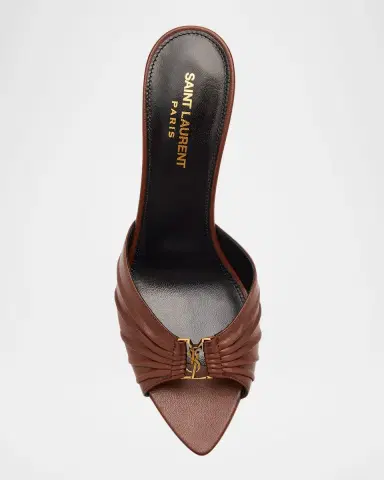 Saint Laurent Babylone YSL Ruched Leather Mule Sandals | Thumbnail 6 Saint Laurent Babylone YSL Ruched Leather Mule Sandals | Thumbnail 6