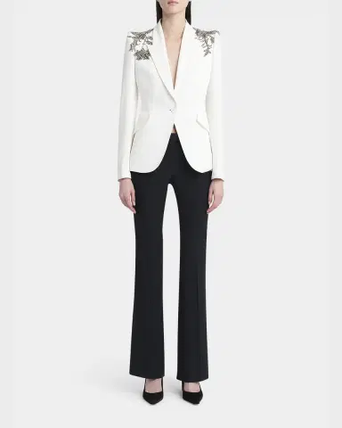 Alexander McQueen Crystal Embellished Shoulder Single-Breasted Blazer | Thumbnail 2