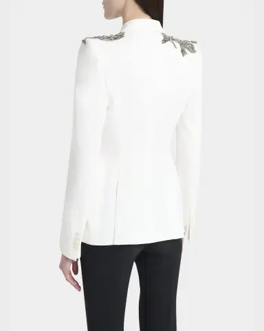 Alexander McQueen Crystal Embellished Shoulder Single-Breasted Blazer | Thumbnail 3
