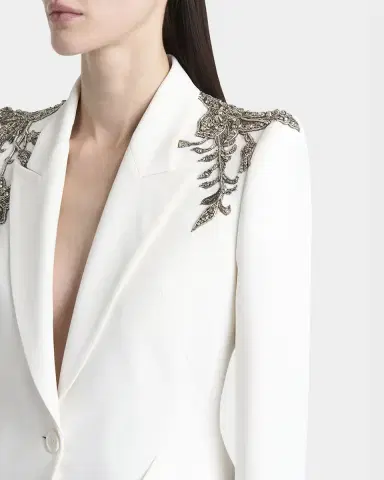 Alexander McQueen Crystal Embellished Shoulder Single-Breasted Blazer | Thumbnail 5