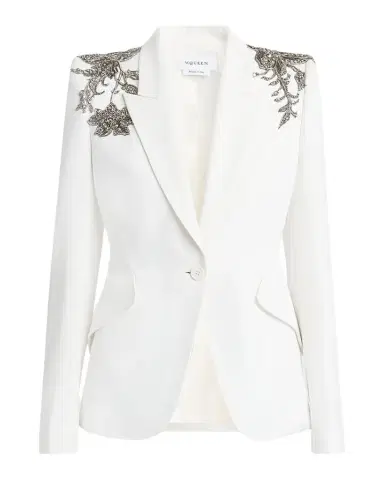 Alexander McQueen Crystal Embellished Shoulder Single-Breasted Blazer | Thumbnail 1