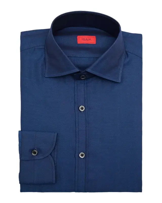 Isaia Men 's Cotton Micro-Herringbone Dress Shirt