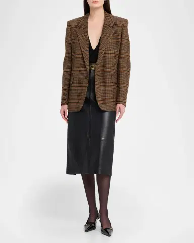 Saint Laurent Oversized Check Single-Breasted Blazer Jacket | Thumbnail 2 Saint Laurent Oversized Check Single-Breasted Blazer Jacket | Thumbnail 2