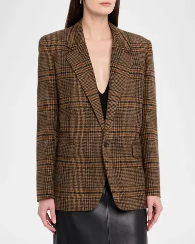 Saint Laurent Oversized Check Single-Breasted Blazer Jacket | Thumbnail 4 Saint Laurent Oversized Check Single-Breasted Blazer Jacket | Thumbnail 4