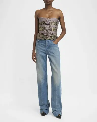 Valentino Garavani Mid-Rise Wide-Leg Denim Jeans | Thumbnail 2