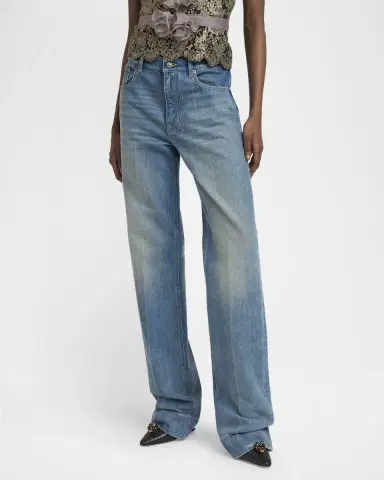 Valentino Garavani Mid-Rise Wide-Leg Denim Jeans | Thumbnail 4