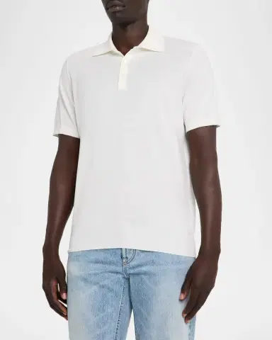 Brunello Cucinelli Men's Cotton Knit Polo Shirt | Thumbnail 4