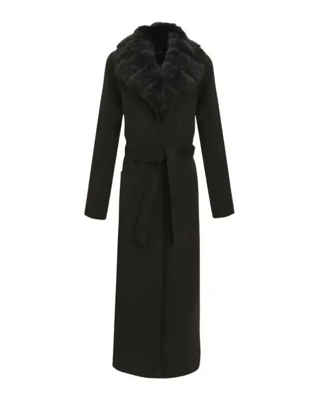 Gorski Belted Cashmere-Wool Coat with Detachable Merinillo Lamb Shearling Collar