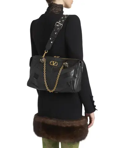 Valentino Garavani Panthea Medium Patchwork Chevron Shoulder Bag | Thumbnail 1 Valentino Garavani Panthea Medium Patchwork Chevron Shoulder Bag | Thumbnail 1