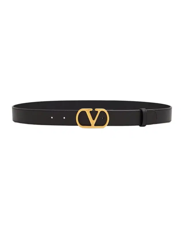 Valentino Garavani VLogo Signature Calfskin Leather Belt, 30mm