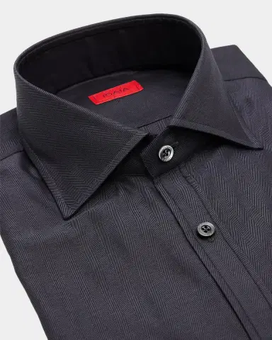 Isaia Men's Cotton Micro-Herringbone Dress Shirt | Thumbnail 2