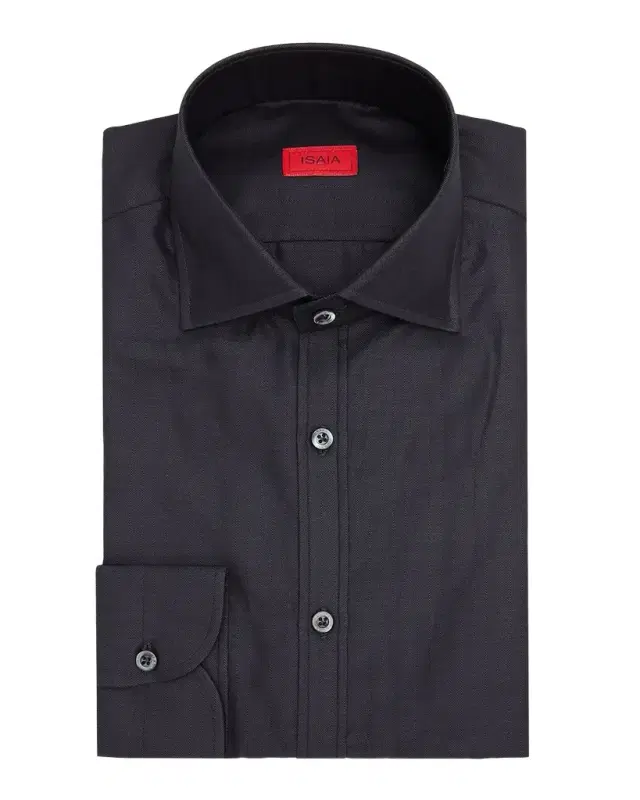 Men 's Cotton Micro-Herringbone Dress Shirt