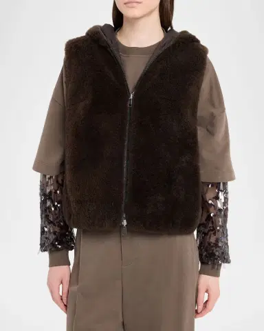 Brunello Cucinelli Reversible Hooded Goat Vest | Thumbnail 2 Brunello Cucinelli Reversible Hooded Goat Vest | Thumbnail 2