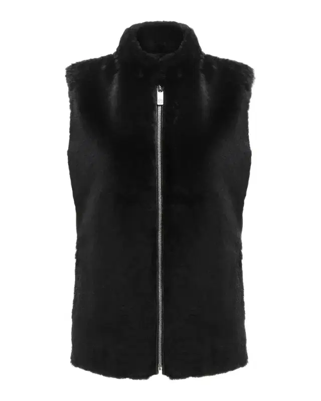 Gorski Select Lamb Shearling Zip Vest with Loro Piana Wool Back