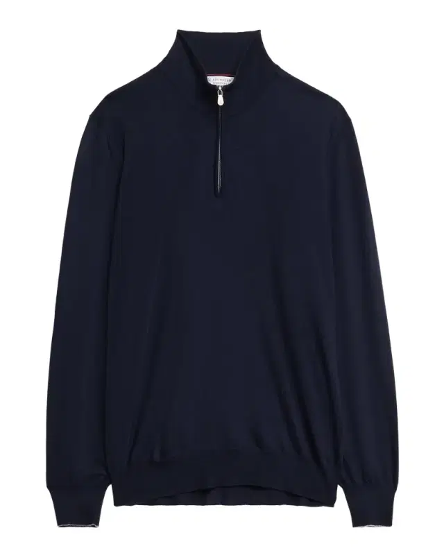 Brunello Cucinelli Men 's Wool-Cashmere Half Zip Pullover Sweater