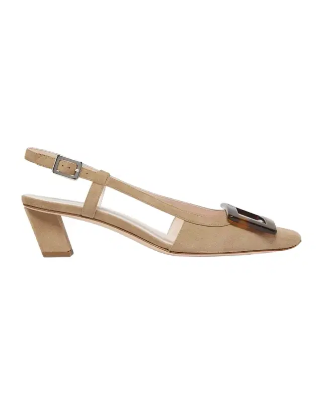 Roger Vivier Belle Vivier Suede Turtle Slingback Pumps