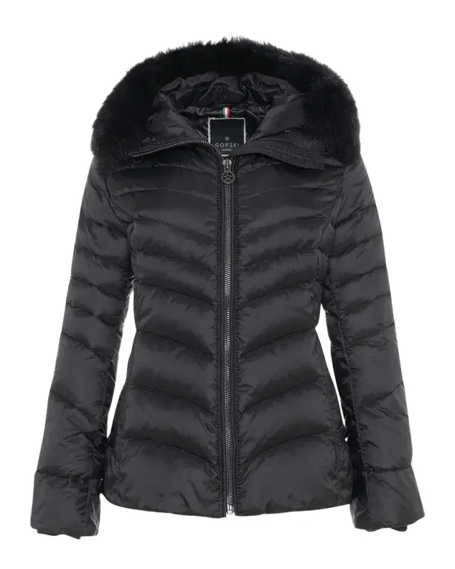 Gorski Down Apres-Ski Jacket with Detachable Toscana Lamb Hood Trim