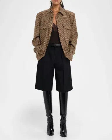 Saint Laurent Houndstooth Wool Shirt Jacket | Thumbnail 2 Saint Laurent Houndstooth Wool Shirt Jacket | Thumbnail 2