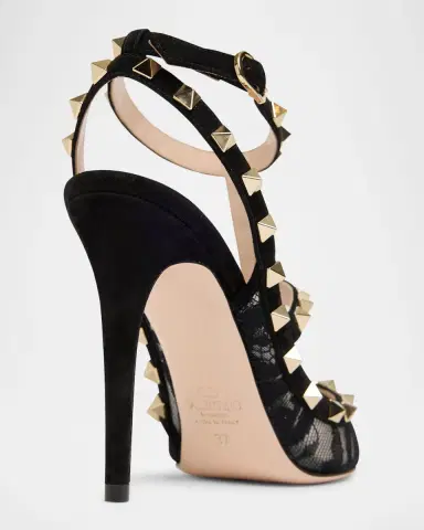 Valentino Garavani 100mm Rockstud Lace Ankle-Strap Pumps | Thumbnail 5 Valentino Garavani 100mm Rockstud Lace Ankle-Strap Pumps | Thumbnail 5