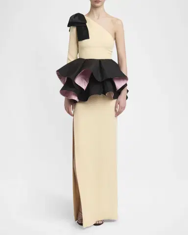 Valentino Garavani One-Shoulder Peplum Column Gown | Thumbnail 2