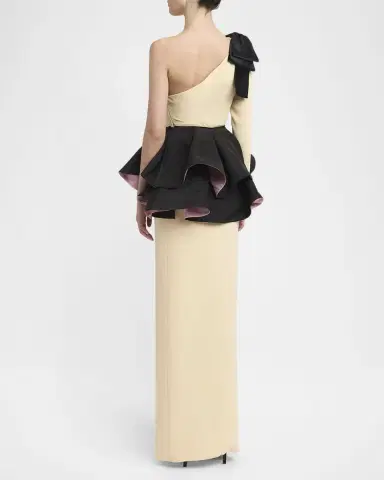 Valentino Garavani One-Shoulder Peplum Column Gown | Thumbnail 3