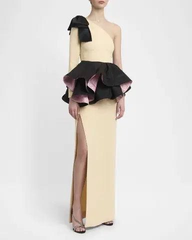 Valentino Garavani One-Shoulder Peplum Column Gown | Thumbnail 4