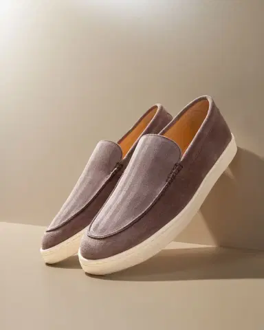 Brunello Cucinelli Men's Hybrid Venetian Suede Slip-Ons | Thumbnail 2