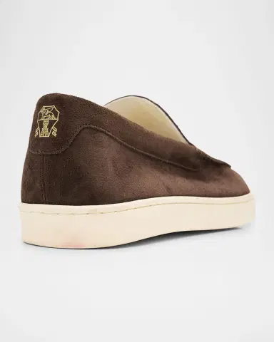 Brunello Cucinelli Men's Hybrid Venetian Suede Slip-Ons | Thumbnail 3