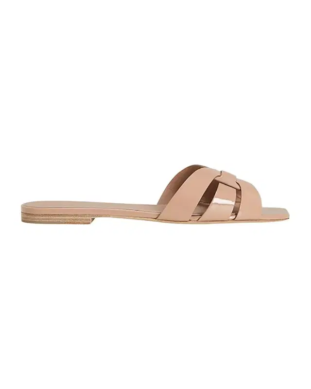 Saint Laurent Nu Pieds Woven Patent Flat Sandals