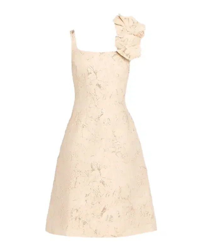 Rickie Freeman for Teri Jon Floral Applique Metallic Jacquard Dress
