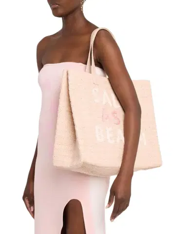 BTB Los Angeles Salty as a Beach Straw Tote Bag | Thumbnail 1 BTB Los Angeles Salty as a Beach Straw Tote Bag | Thumbnail 1