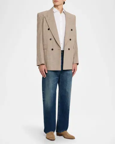 Saint Laurent Men's Double-Breasted Blazer Jacket | Thumbnail 2