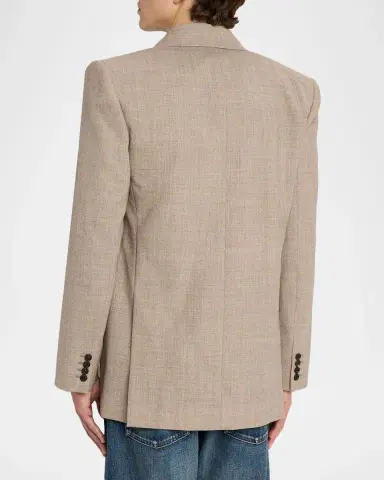 Saint Laurent Men's Double-Breasted Blazer Jacket | Thumbnail 3