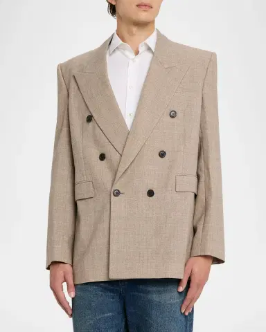 Saint Laurent Men's Double-Breasted Blazer Jacket | Thumbnail 4