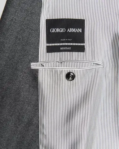 Giorgio Armani Men 's Chevron Pattern Wool Cashmere Blend Shawl Lapel Double Breasted Suit | Thumbnail 6