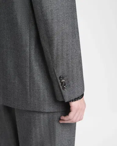 Giorgio Armani Men 's Chevron Pattern Wool Cashmere Blend Shawl Lapel Double Breasted Suit | Thumbnail 8