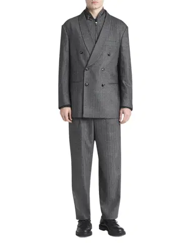 Giorgio Armani Men 's Chevron Pattern Wool Cashmere Blend Shawl Lapel Double Breasted Suit | Thumbnail 1